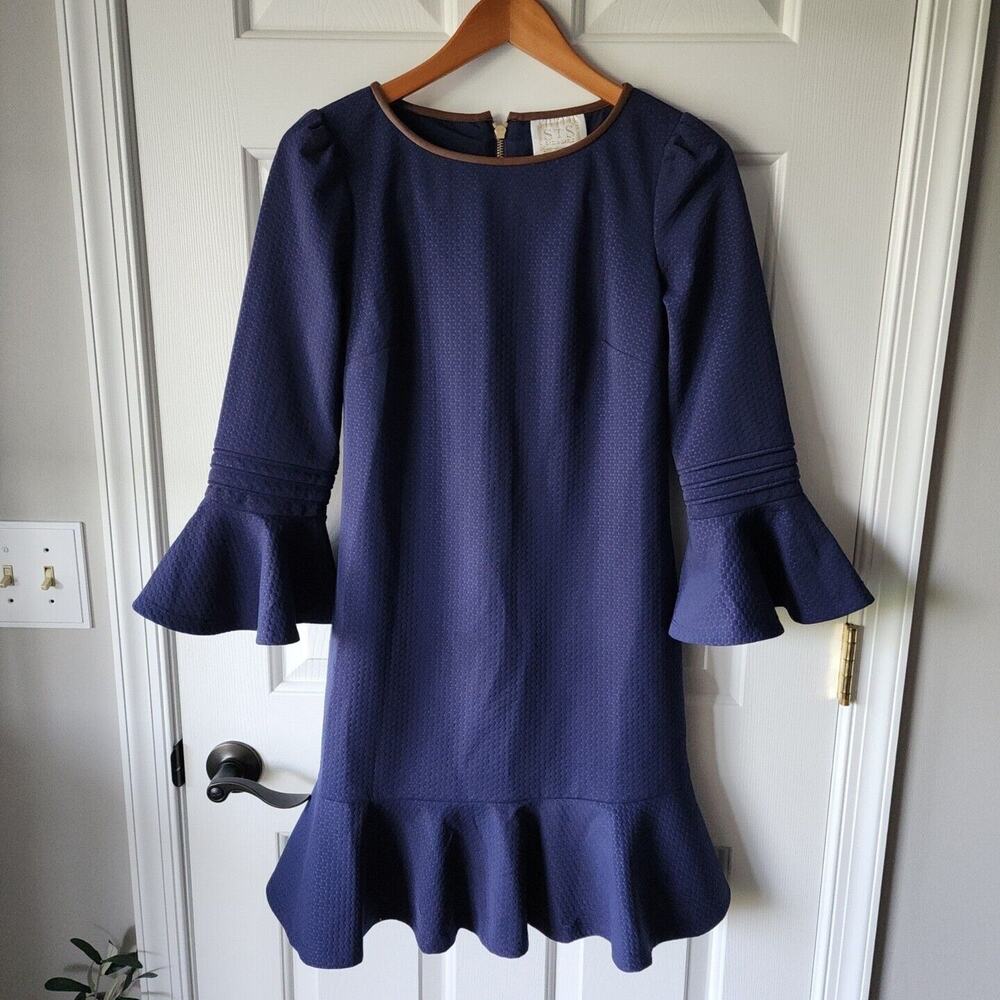 NEW SAIL to SABLE Bell Sleeve Midi Dress | Navy Blue | XS